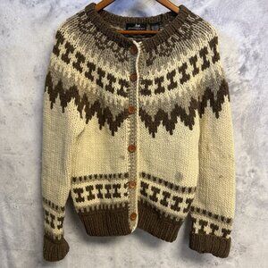 Vintage Cowichan Knit Sweater Womens Button Up Johnathan Stewart S/M